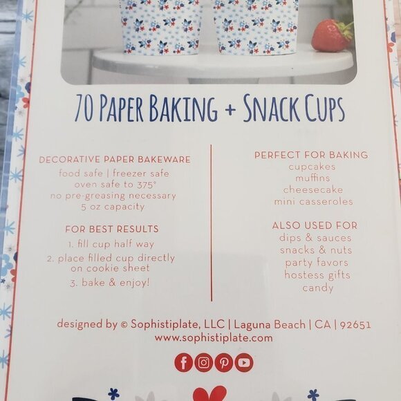 NWT - 70 Count Baking Cups Red and Blue Floral - Picture 3 of 3